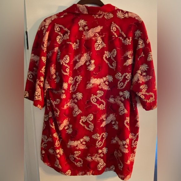 Pineapple Connection Hawaiian Aloha Rayon Pocket Shirt Red Men's L - Palms - Picture 6 of 6